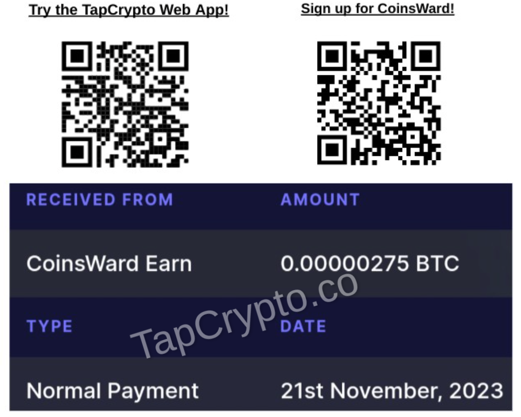 Coinsward Com Payment Proof Tapcrypto